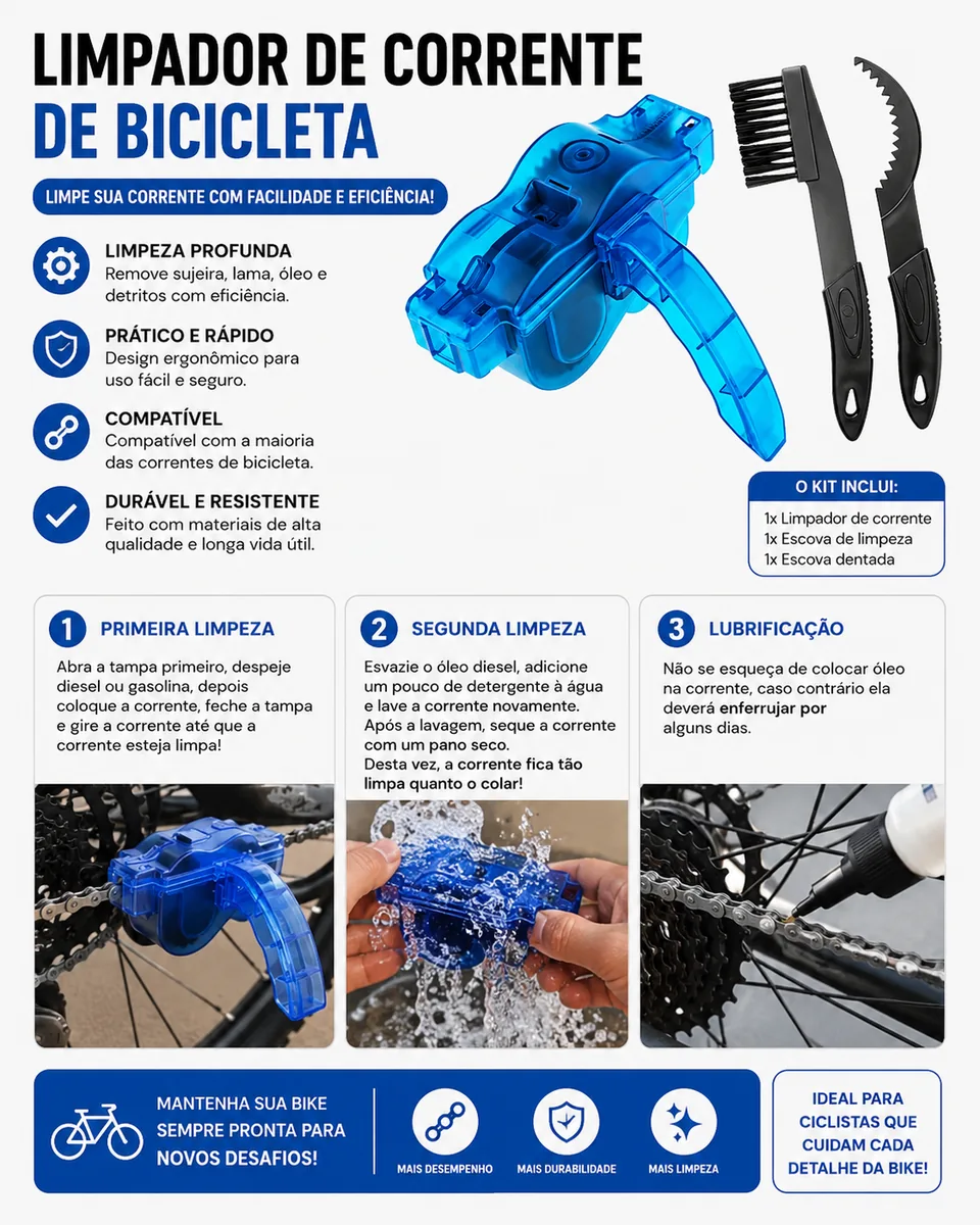 Kit Limpador de Corrente com Escovas