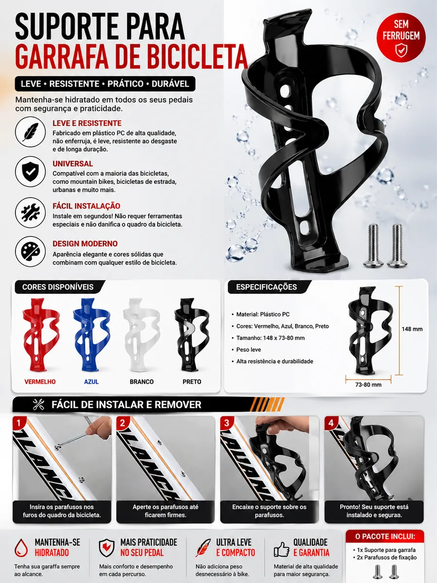 Suporte para Garrafa de Bicicleta Universal PC